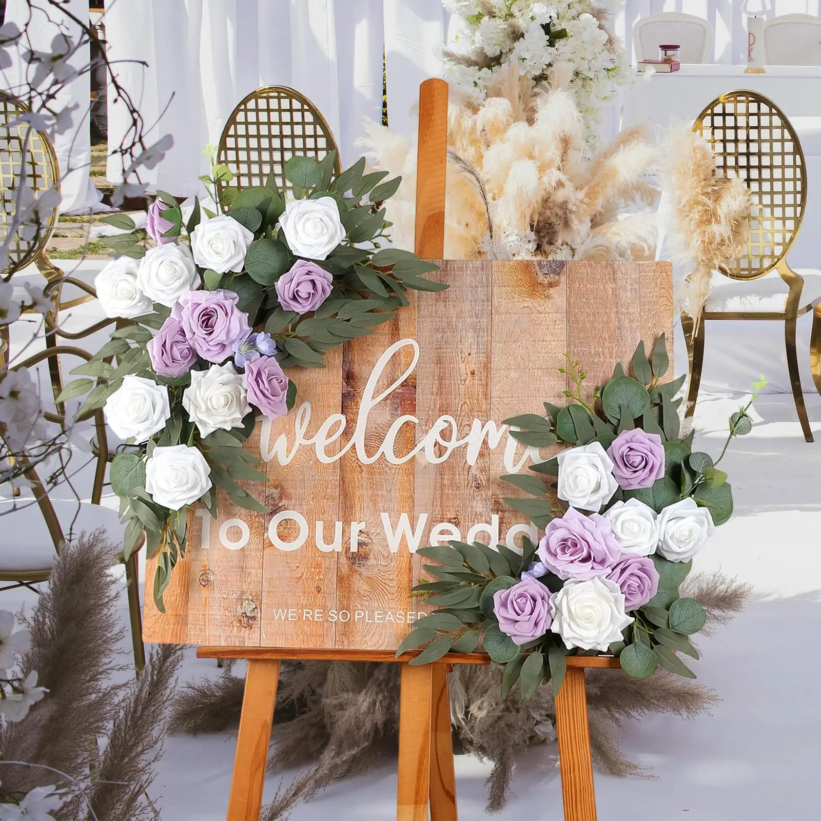 

Искусственная цветочная гирлянда для свадебной арки, декоративный венок, центральное украшение для церемоний, дверей, приемов, сада