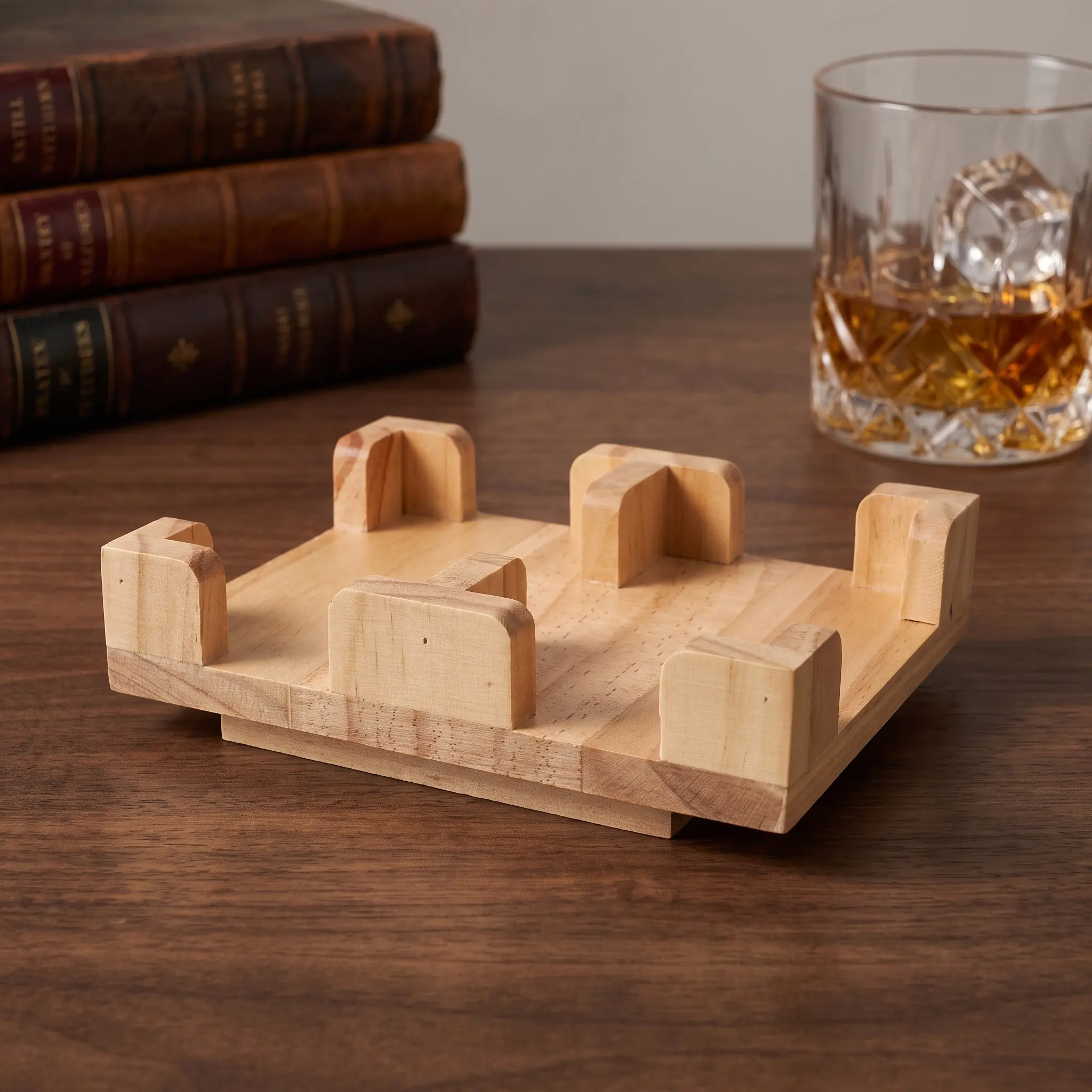 Rotating Wood Playing Card Holder 360 Degrees Poker Canasta Board Game Storage Tray Stable Card Organizer Canasta Game Accessory
