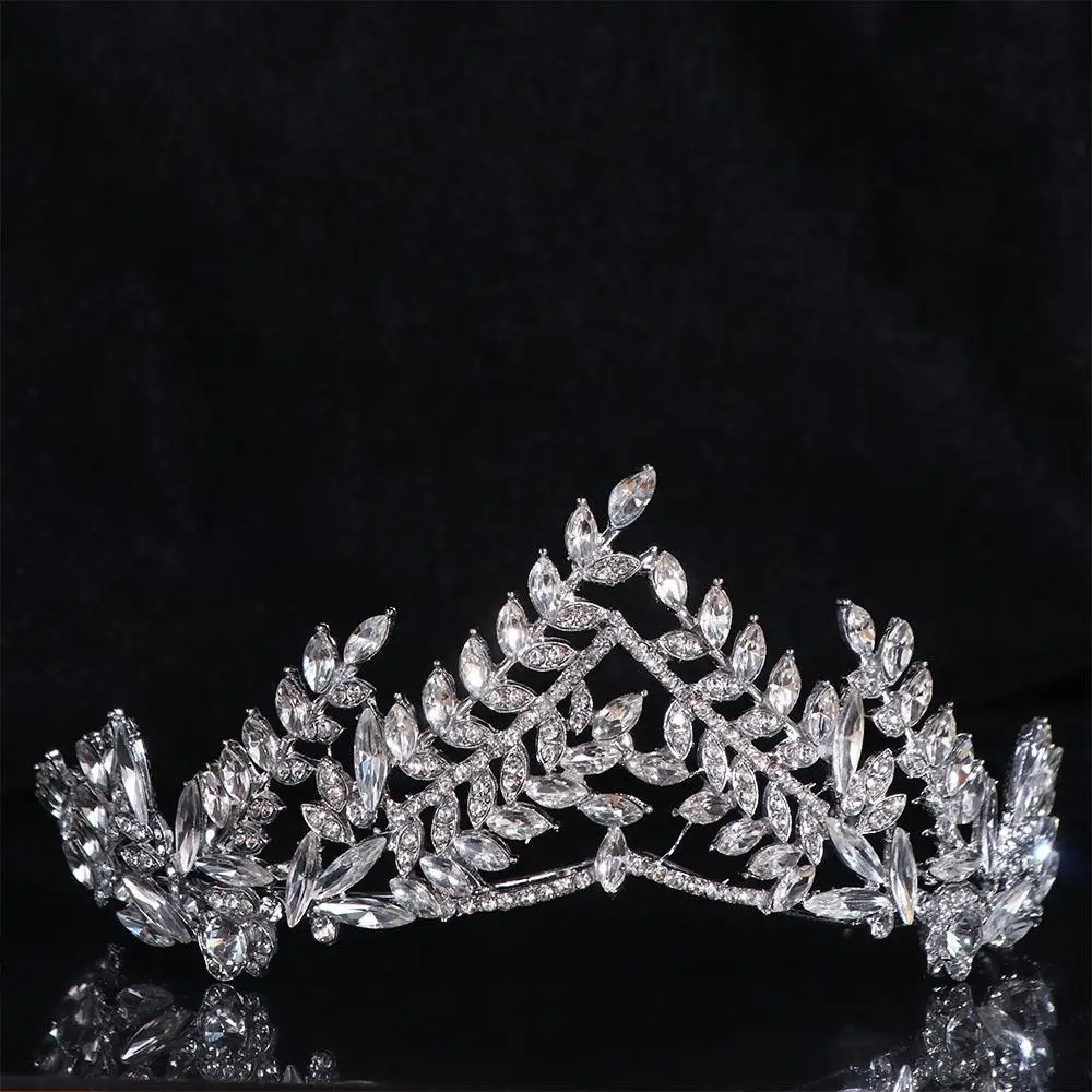 

Temperament Silver Bridal Crown Crystal Luxury Wedding Crown Party Banquet Bride Headwear Tiaras