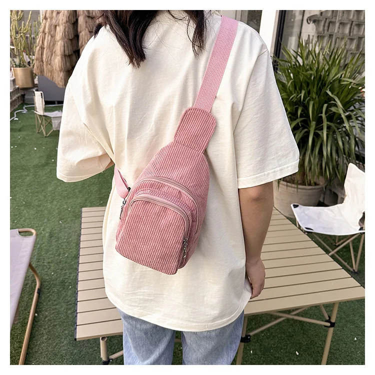 

Водонепроницаемая вельветовая женская сумка, повседневная и легкая нагрудная сумка на одно плечо, универсальный мини-рюкзак через плечо