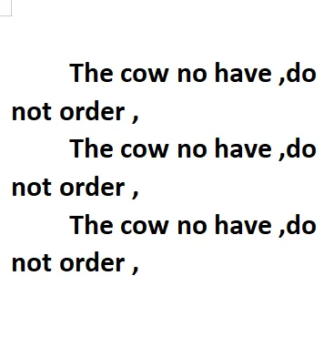 

The cow no have ,do not order