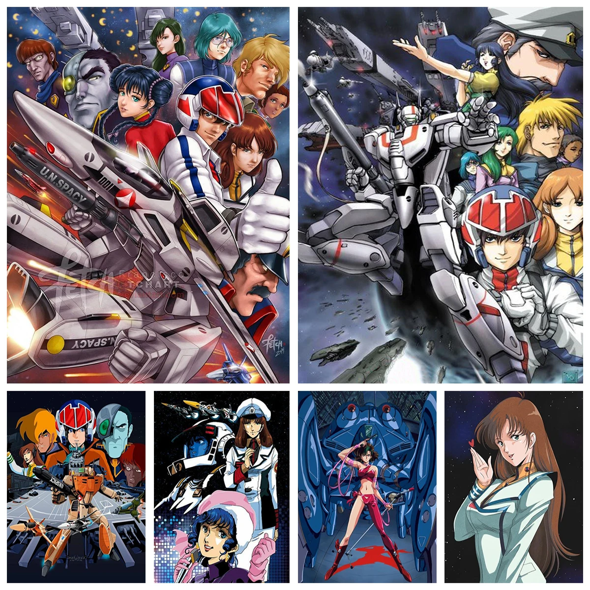 

Macross 5D Diamond Painting Itizyou Hikaru Classic Comics DIY Diamond Embroidery Japanese Cartoon Home Room Wall Decor