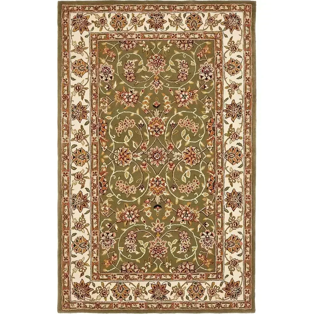Handwoven Oriental Wool Rug, 9x12 ft, Sage & Ivory, Suitable for Living Rooms and Bedrooms, High Traffic Areas