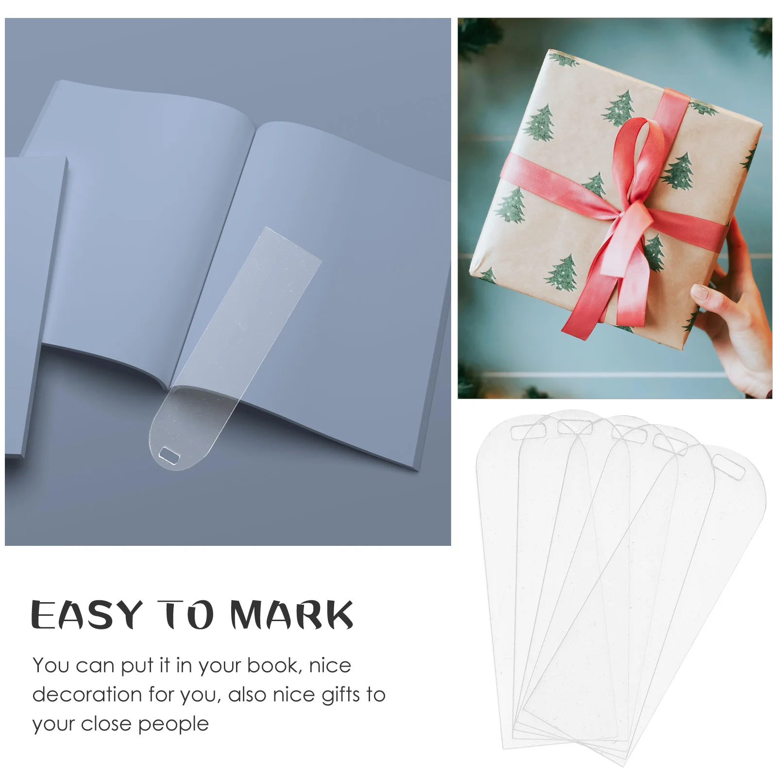 

10pcs Transparent Acrylic Bookmarks Blank DIY Crafts Bulk Clear Bookmark Gifts Round Edge Hole Design Creative Luggage Tags