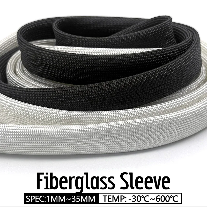 Fiberglass Sleeve 600 Deg.C 2m/5m/10m Flame Resistant Heat Insulation For lighting fixtures Electron Beam Insulating Protection