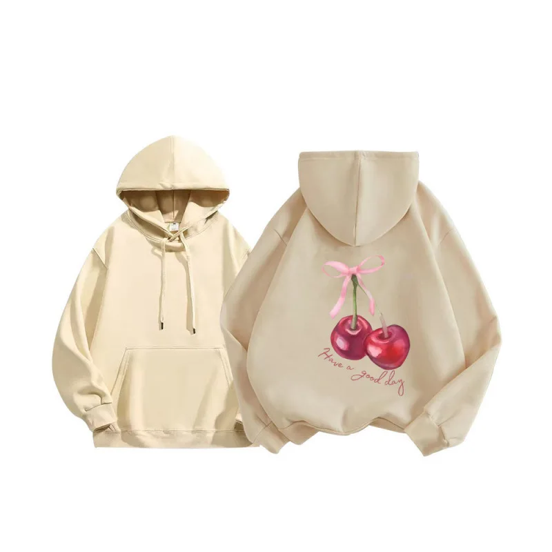 Felpa con cappuccio abbinata da uomo e da donna alla moda, ampia e versatile in stile americano con design di coppia stampato e pul con cappuccio