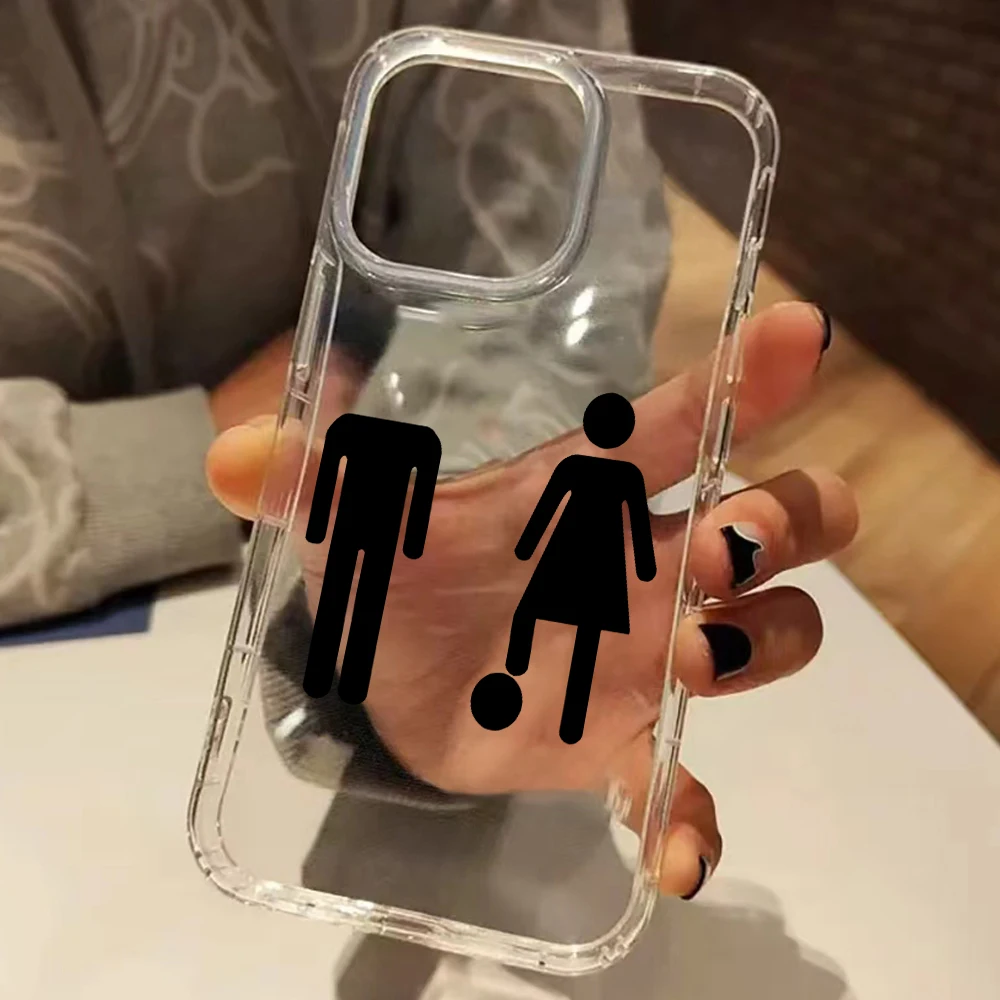 Funda de silicona transparente con patrón de figuras de palitos humorísticas negras para iPhone 17 Air 16 15 14 13 12 11 Pro Max XS X XR 15 Plus