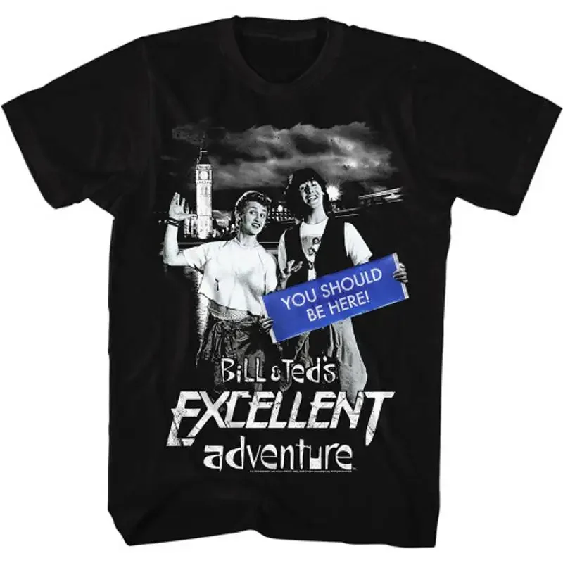 Bill And Ted You Should Be Here Black Adult T Shirt