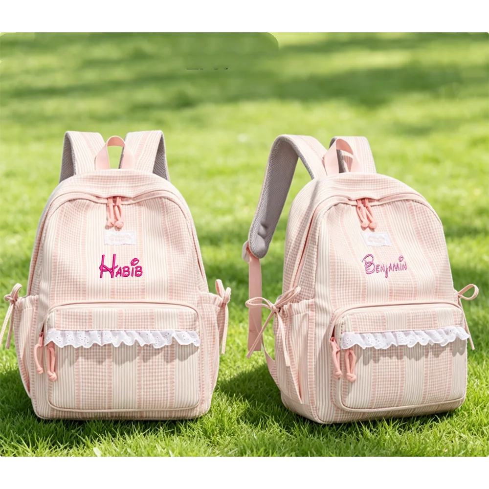 Personalized Backpack, Simple Casual Striped Backpack, Female Student Backpack, Class Commuting Travel Backpack