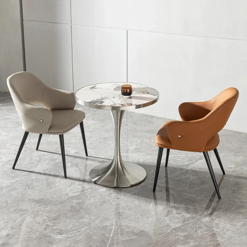 Light luxury rock slab small round table Sales department Business hotel reception and negotiation Table and chair combination