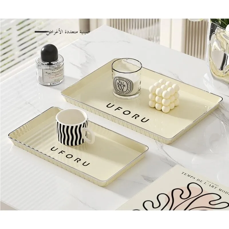 

Plastic Tea Tray Rectangular Living Room Fruit Storage Tray Nordic Sle Tea Set Accories Light Luxury Home Decor