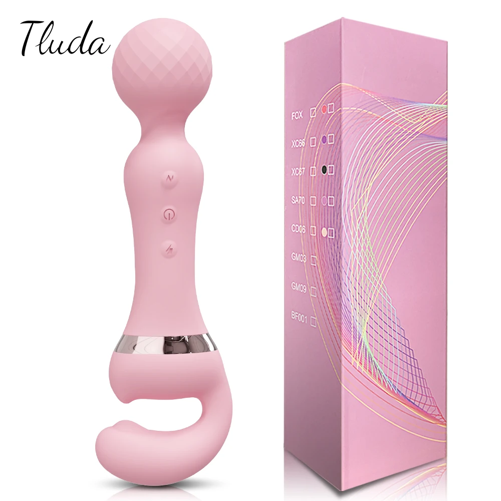 Powerful 2 in 1 AV Vibrator Female Magic Wand Clitoris Stimulator USB Recharge 20 Modes G Spot Massager Sex Toys for Women