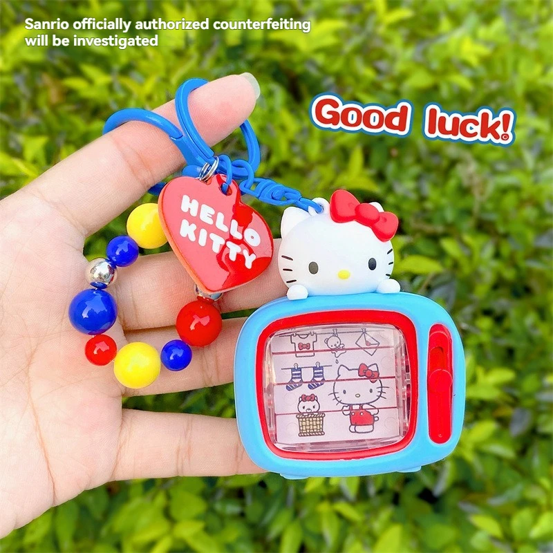 Hellokitty المفاتيح Kawaii Kt أحمر أزرق أبيض حقيبة كلاسيكية قلادة الكرتون نمط جديد فتاة المفاتيح هدية كيتي التلفزيون مطرز المفاتيح #4