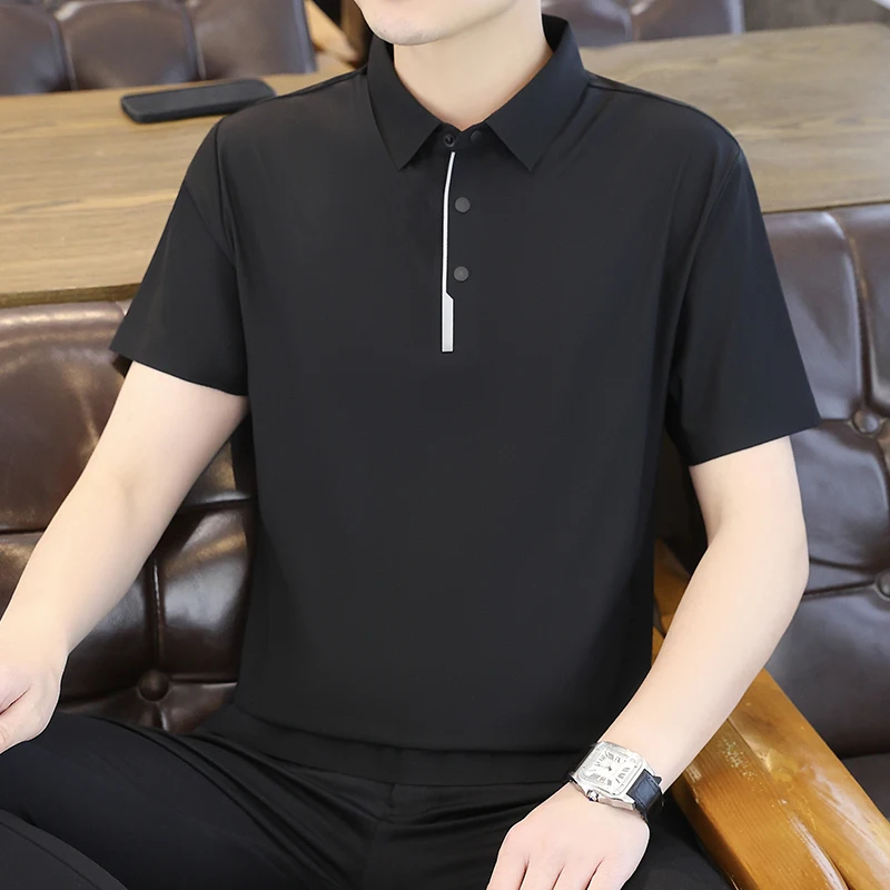 model summer men's luxury polo shirt youth short-sleeved button-down t-shirt