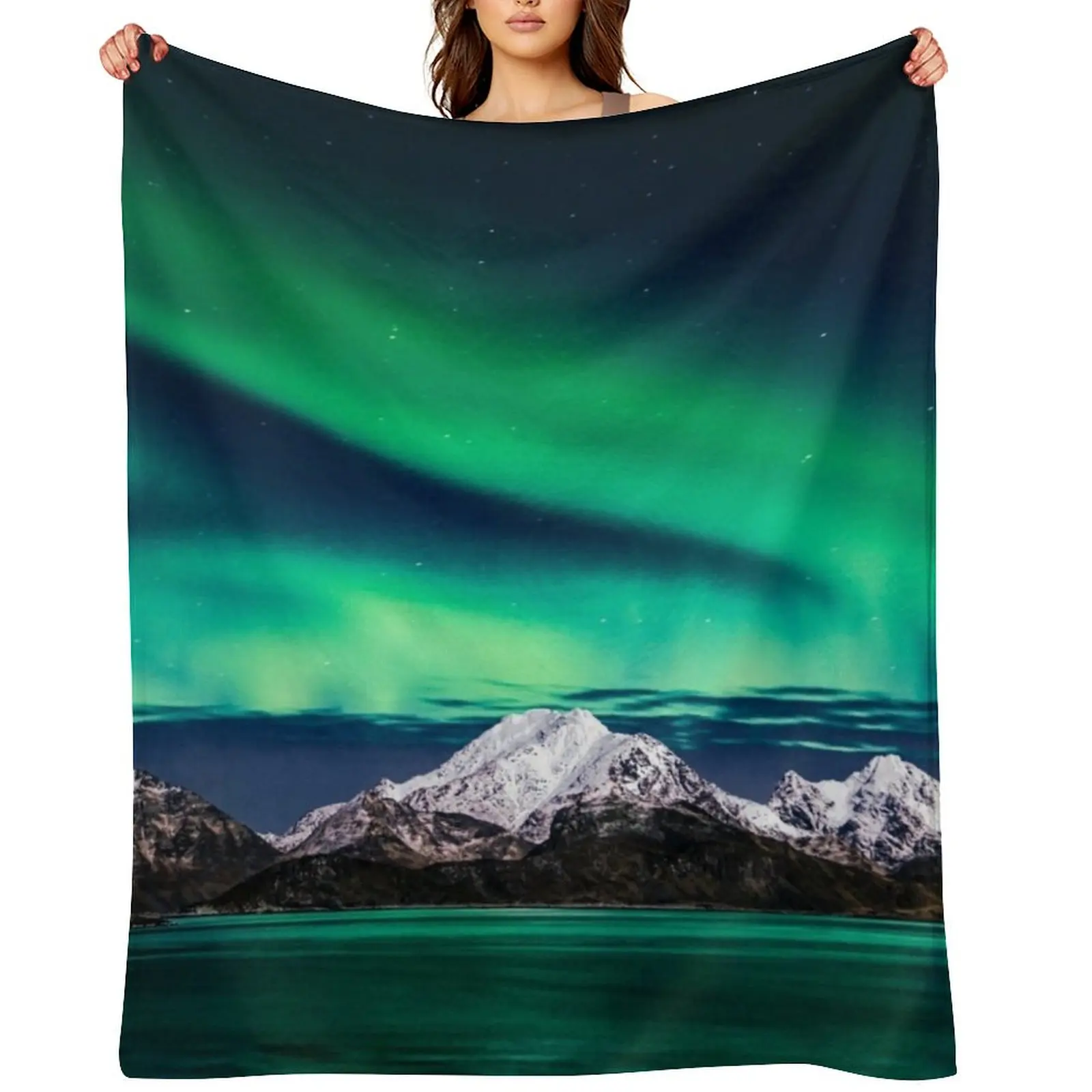 

Mountain Northern Lights Throw Blanket Thermals For Travel Giant Sofa Extra Large Throw Soft Plaid Blankets
