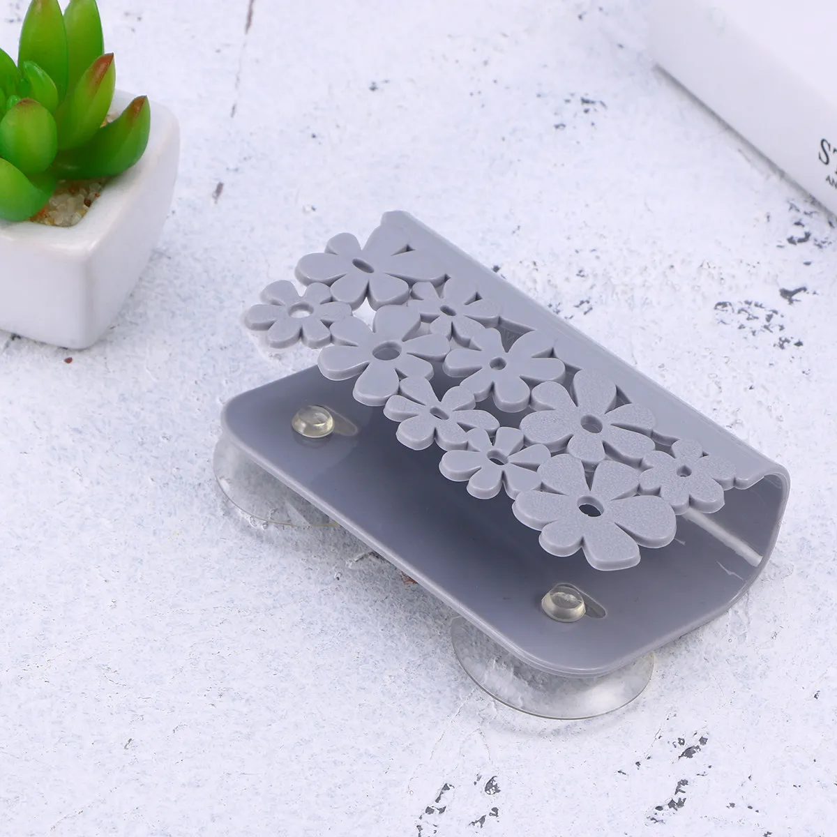 

Sink Organizer Sponge Holder with Suction Cup Drain Rack for Brush and Soap PP Plastic Grey Wall-Mounted Kitchen Tool