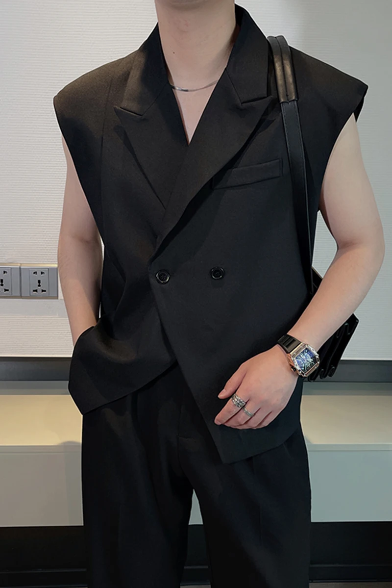 2023 Summer Vest Sexy Black Mens Korean Fashion Sleeveless Suit Vest White Elegant Waistcoats Stylish Unusual Clothes Products