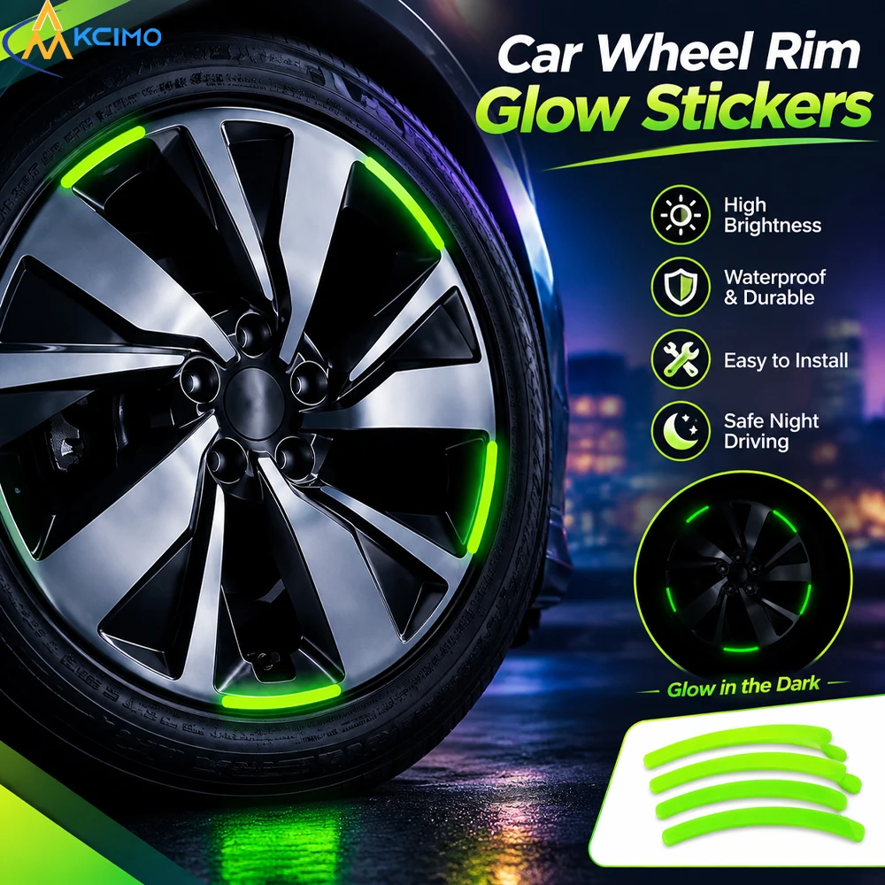 20pcs Wheel Hub Reflective Decals, Auto Rim Reflective Stickers Easy Install Night Safety Car Styling Accessories