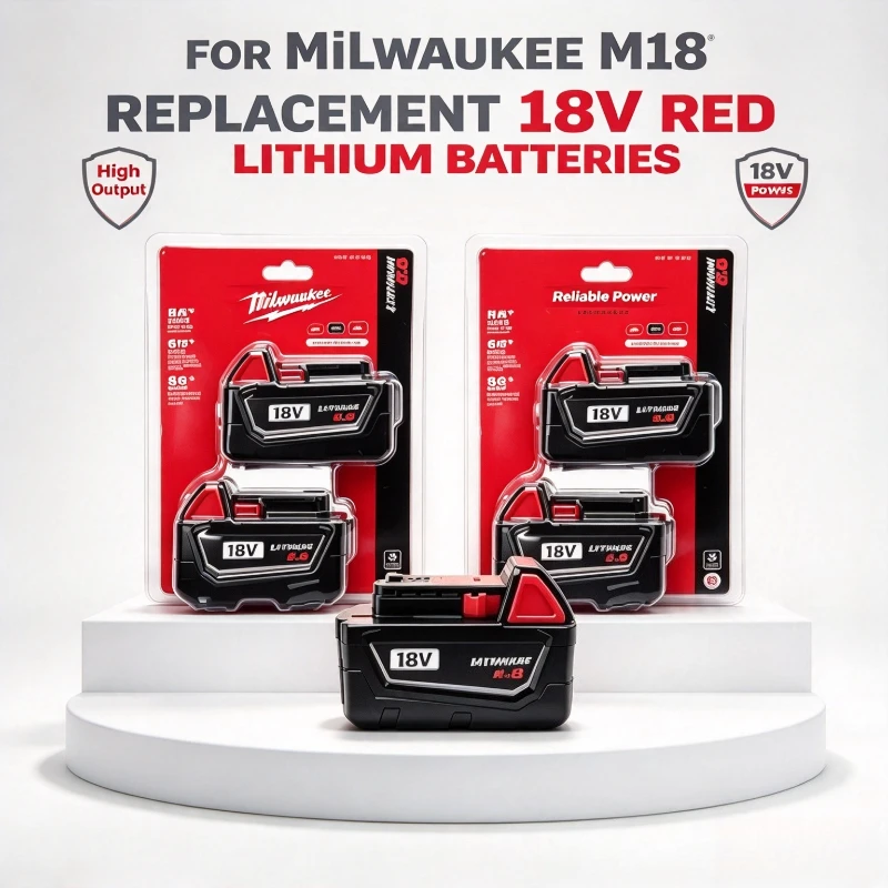 For Milwaukee M18 18V Rechargeable Lithium‑ion Battery 5Ah‑12Ah Fit M18B6 M18B8 M18B12 for Drill Driver Grinder Saw Power Tools
