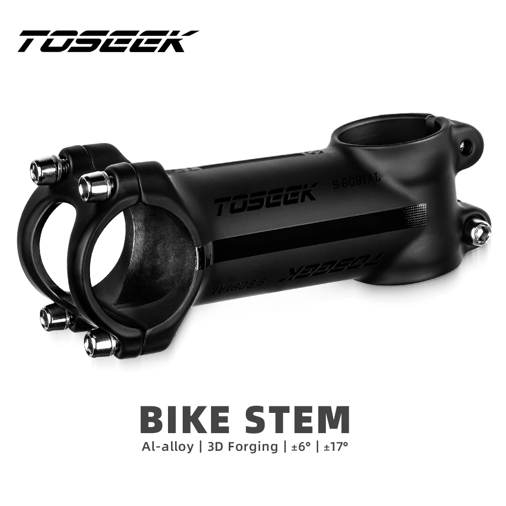 TOSEEK-Ultralight Aluminum Bike Handlebar Stem, MTB Stem, Power MTB, 31.8mm, 6 Degree, 17 Degree, 50mm-120mm,Lightweight