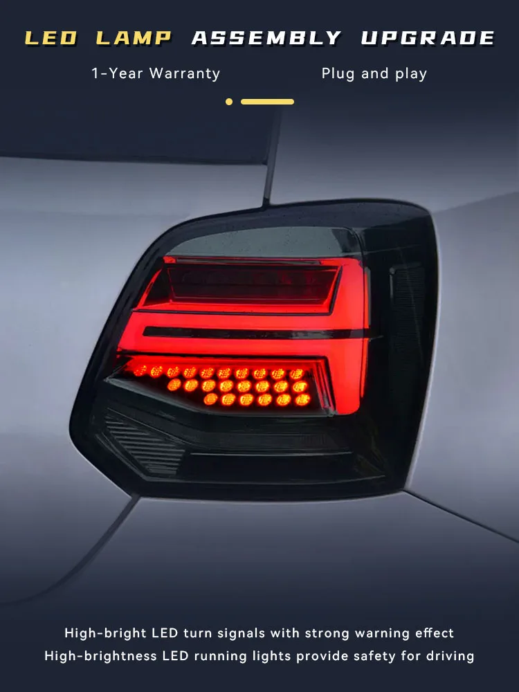 Tail Lights For Volkswagen VW Polo Plus 2019-2023 Taillight LED DRL Modified Running Assembly Turn Signal Reverse Accessories