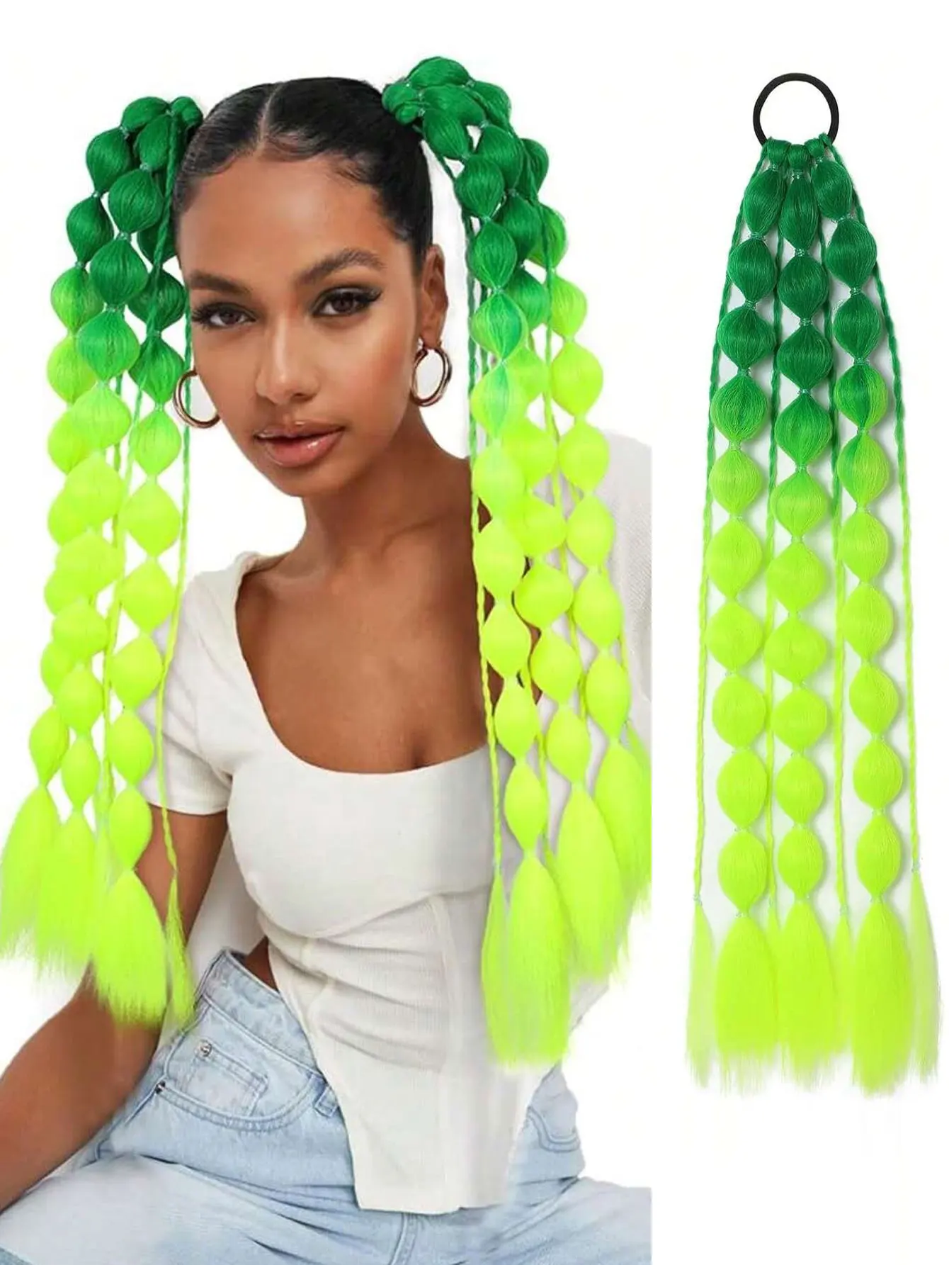 Synthetic Ponytail Extension Colorful Bubble Braid