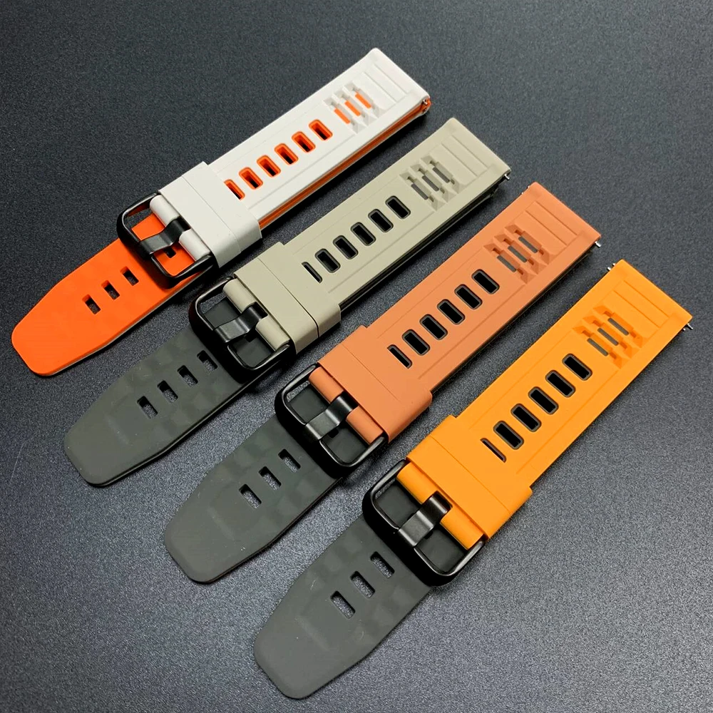 22mm Two-Tone Watchband For Huami AMAZFIT BALANCE 2 GTR 4 Silicone Soft Strap For AMAZFIT BIP 6 5 Cheetah Pro Sports Bracelet