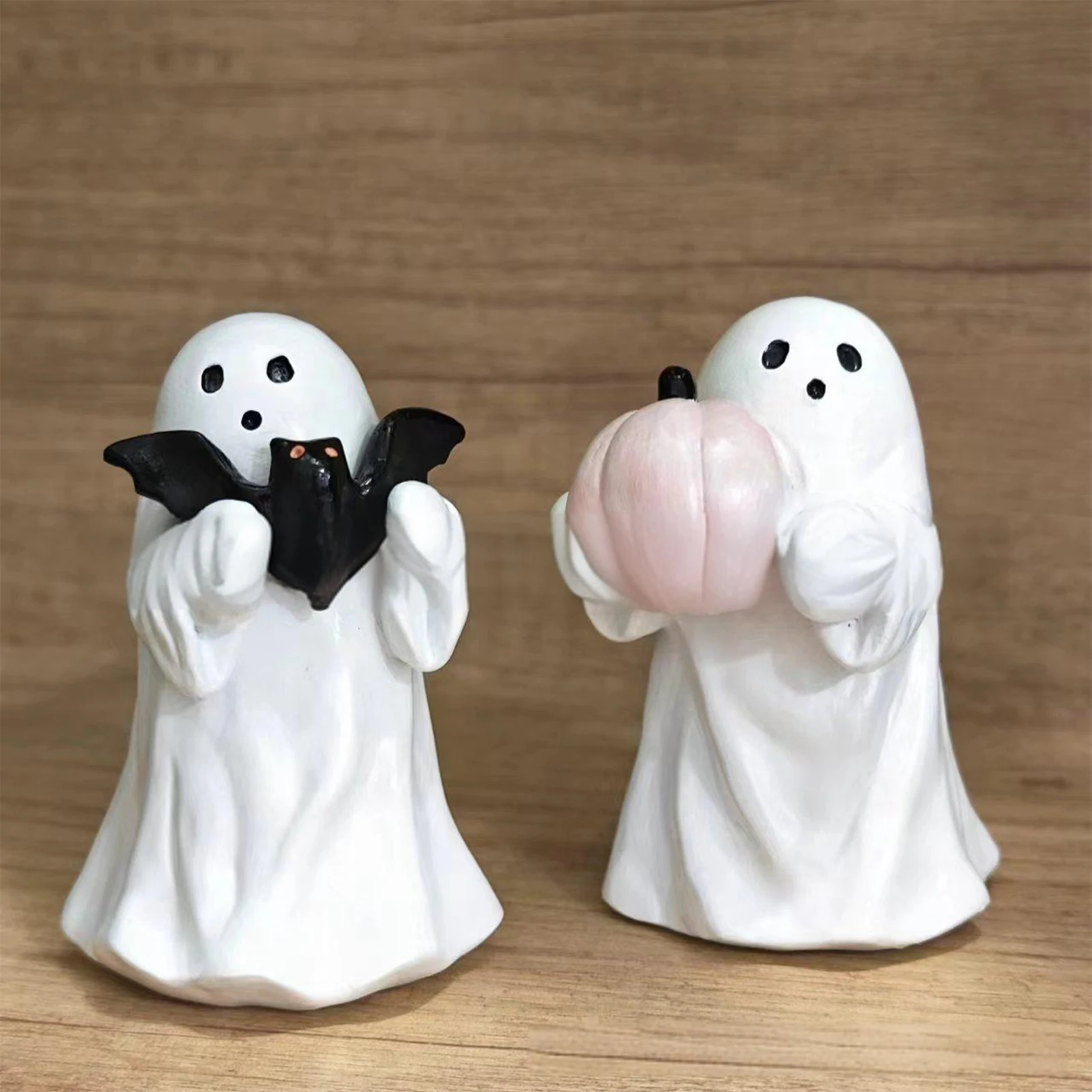 1pc Ghost Figurine Cute Resin Halloween Decoration for Party Home Garden Desk Spooky Pumpkin Ornament Durable Art Piece