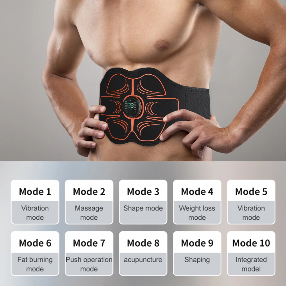 

Abdomen Slimming Belt EMS Abdominal Muscle Stimulator ABS Toning Belts USB Waist Belly Weight Loss Fat Burn Massager