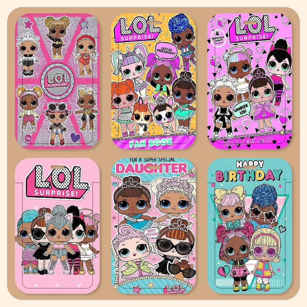Porta Tarjetas con Cordón de Dibujos Animados L-LOL S-Surprise, Porta Tarjetas de Identificación para Estudiantes, Porta Tarjetas con Correa para el Cuello, Accesorios de Control de Acceso, Regalos