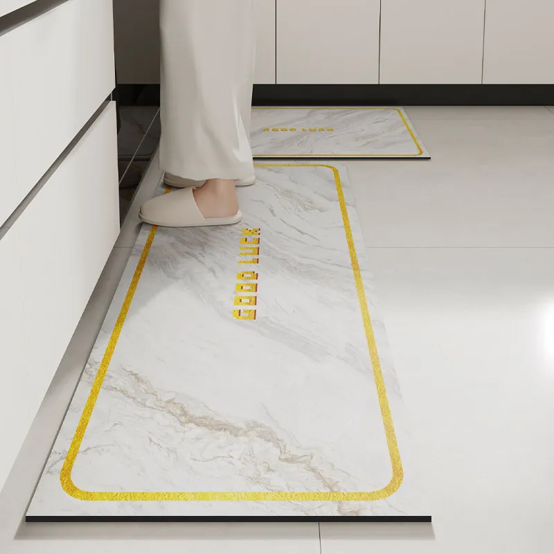 VIKAMA Long Strip Laundry Room Floor Mat Kitchen Dining Room Corridor Washable Non-Wear-Off Anti-Slip Silica Gel Rug Home Decor
