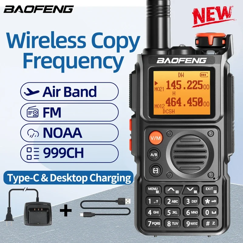 Baofeng UV-K6 Walkie Talkie Long Range Multi Band Wireless Copy Frequency Type-C Charge UHF VHF Communication Two Way Ham Radio