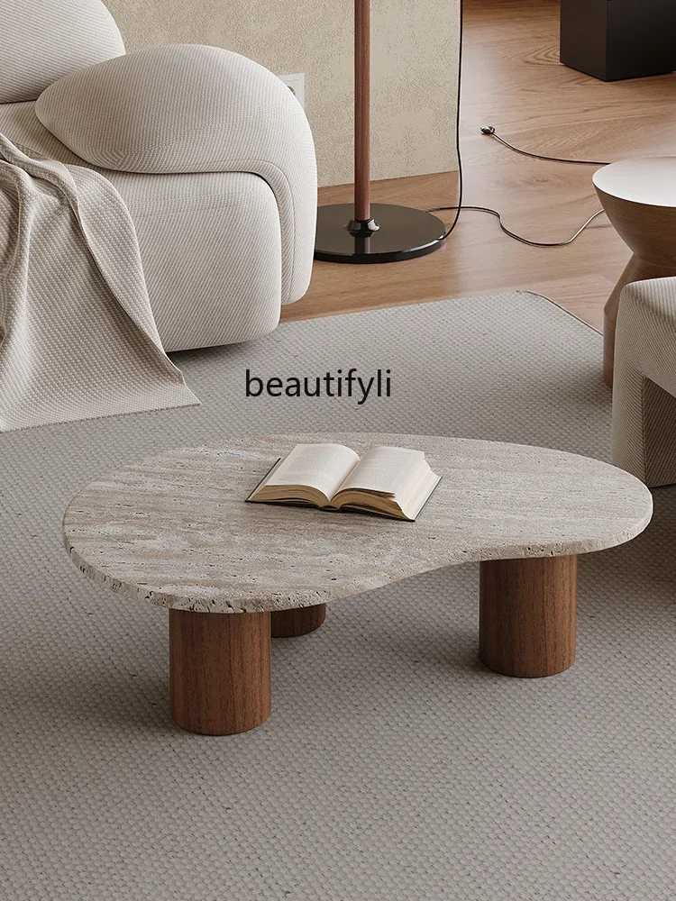

Natural Cave Stone Tea Table Creative Special-Shaped Marble Small Apartment Living Room Home Mild Luxury Retro