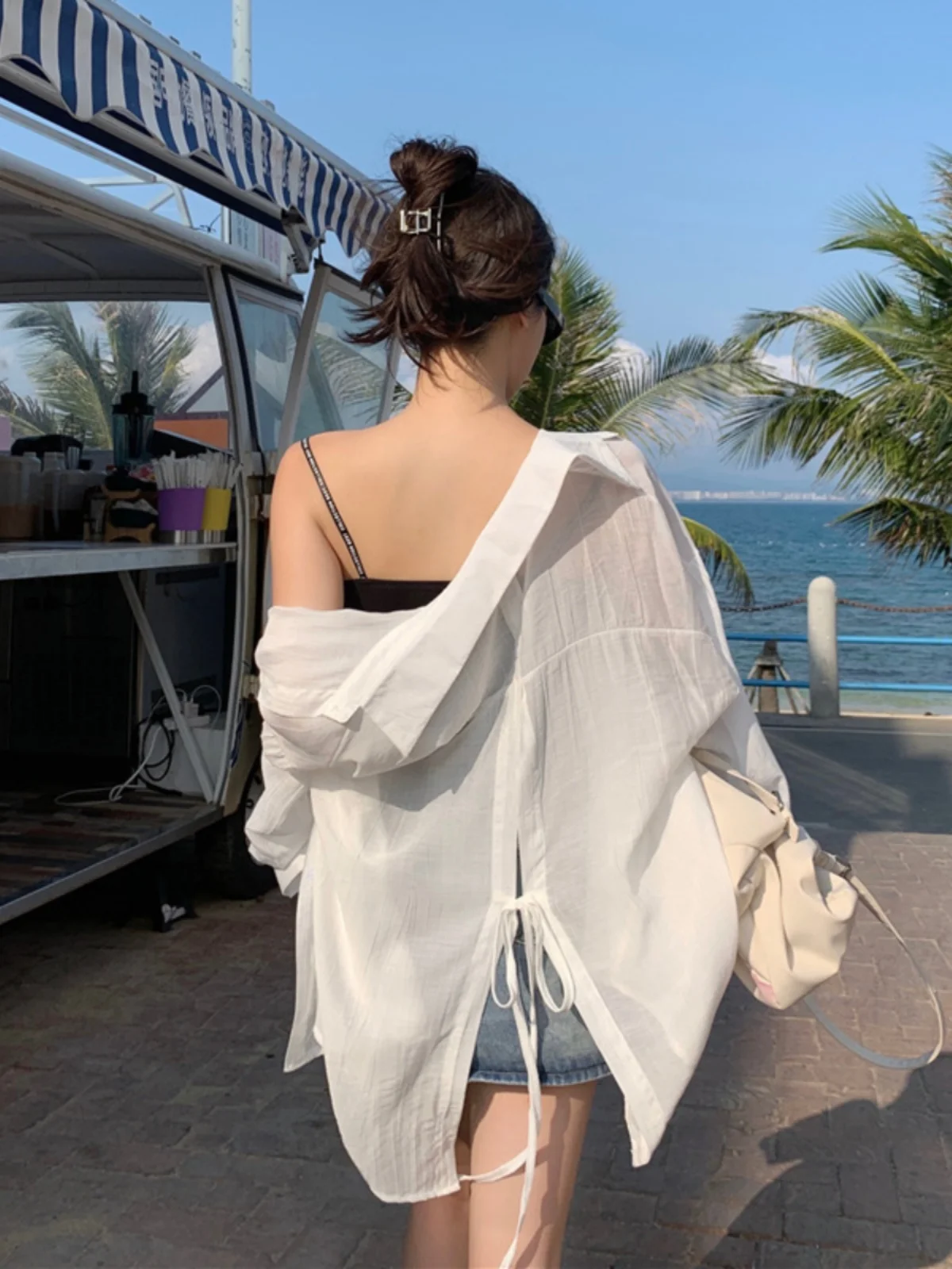 

Summer Sun Protective Clothes Women's K-sle Open Ba Sli Sle irt Fairy Long Sves Loose Ins Thin Cardigan ...