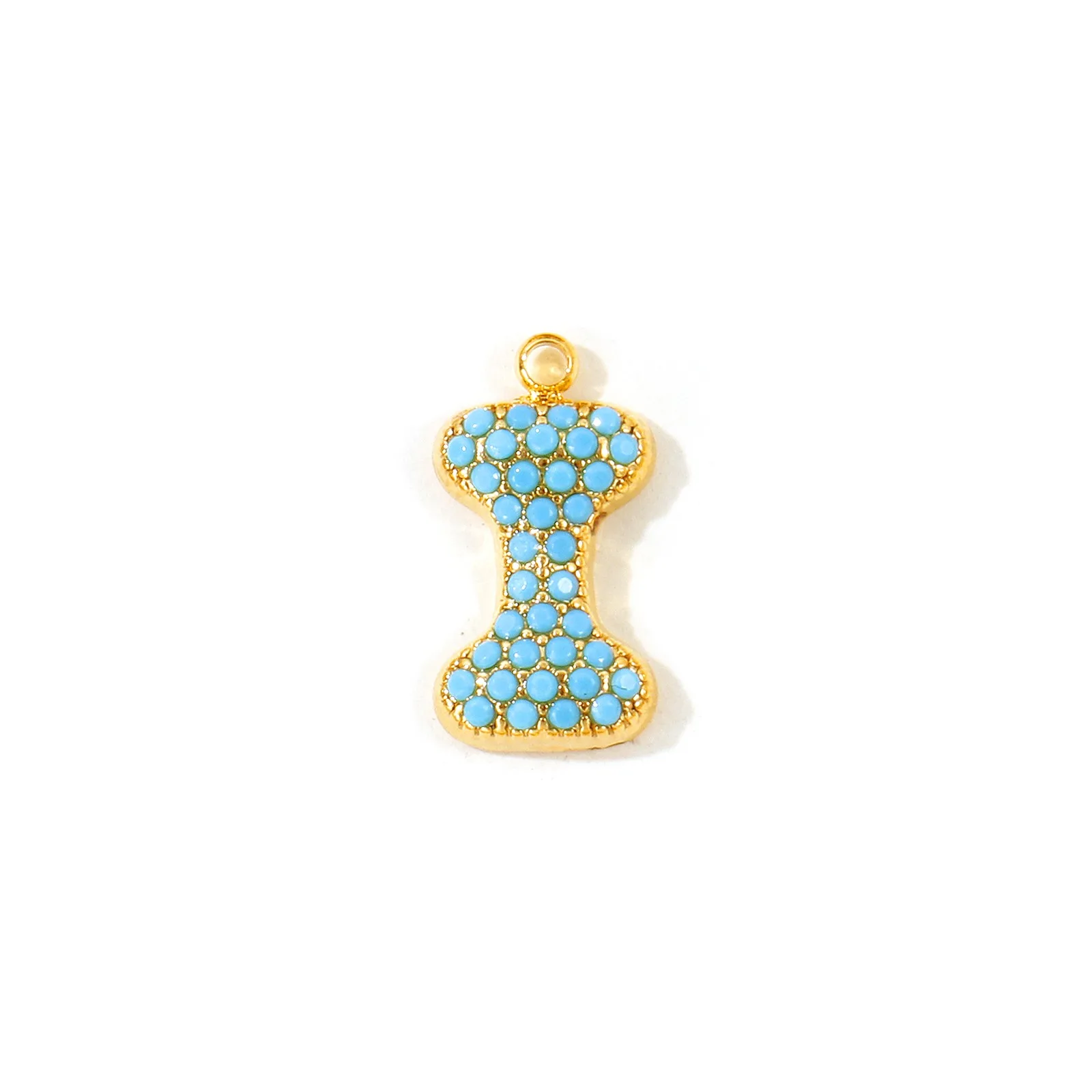 2 Stück Großbuchstaben-Anhänger "A-Z" mit Mikro-Pavé aus blauem Zirkonia, 18K vergoldet, 304 Edelstahl-Schmuckanhänger – Detail 5