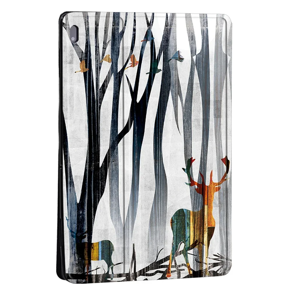 Capa para lenovo e10 m10 m10 plus 10.1 polegadas impressa cervos couro pu suporte tablet folio capa