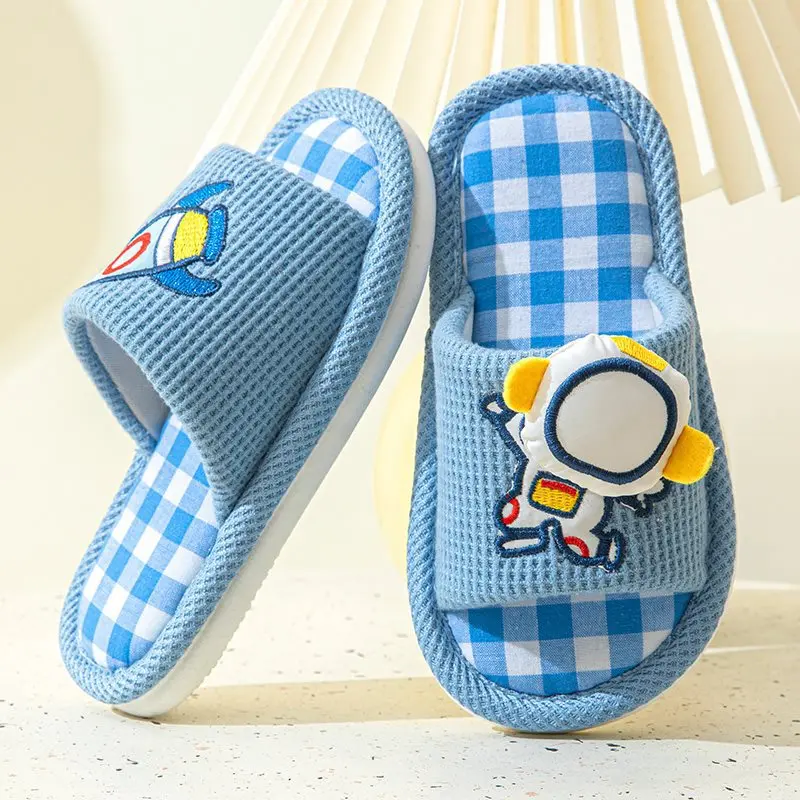 Pantofole per bambini in panno di lino di cotone scarpe per bambini carine per tutte le stagioni infradito per interni antiscivolo per la casa