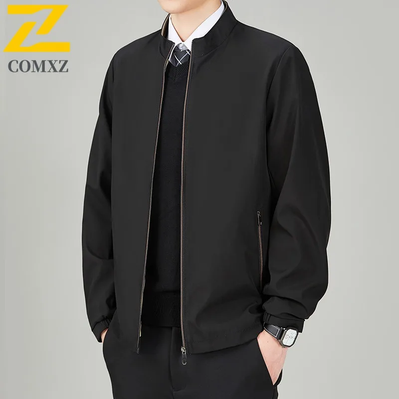 

COMXZ 2025, осень-зима, новая мужская куртка с воротником-стойкой, стиль папы среднего возраста, деловая повседневная верхняя одежда для занятий спортом на открытом воздухе, модный топ