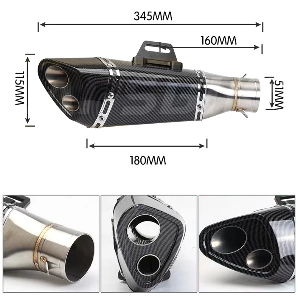 51mm Universal Inlet Motorcycle Exhaust R11 Muffler for R1 R3 R6 R25 MT07 MT09 Ninja400 Z400 Z900 NK650 ZX6R CBR1000 GSX600 502C view 4