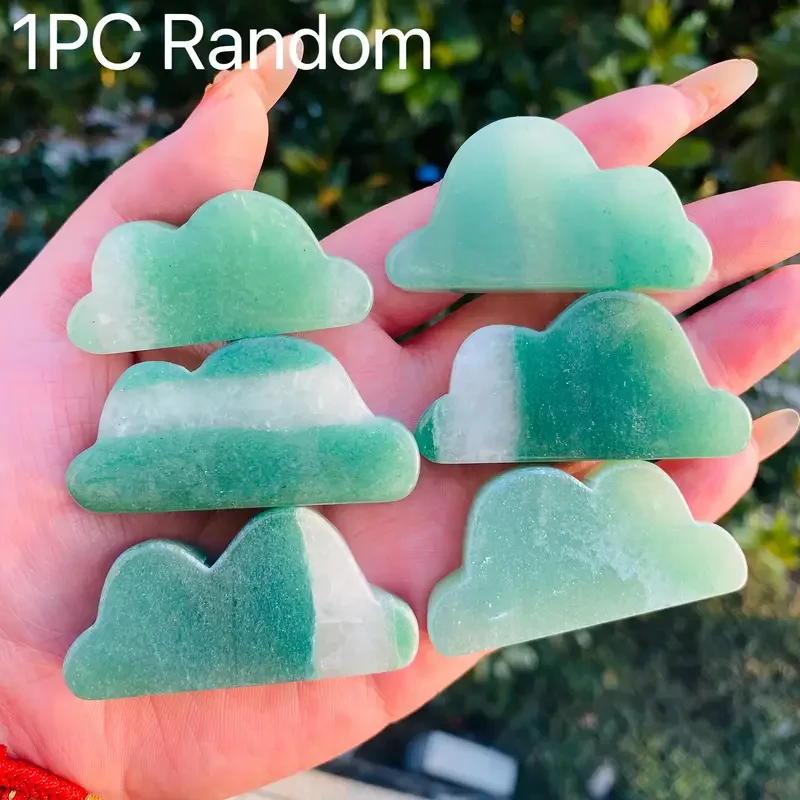 1 قطعة زهرة الكرز الطبيعية عالية الجودة العقيق والعقيق الطحلب والأفينتورين الأخضر والفلوريت سحابة نحت حلية ، هدية شفاء ل