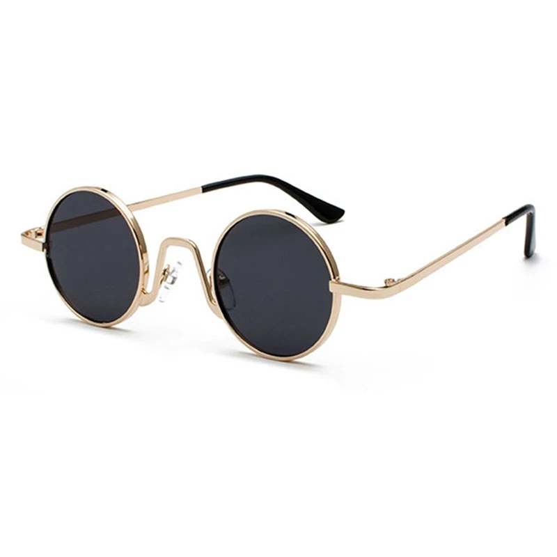 2Pcs Retro Punk Glasses Clear Sunglasses Female Retro Sunglasses Men Metal Frame Black Gray + Gold - Round & Square