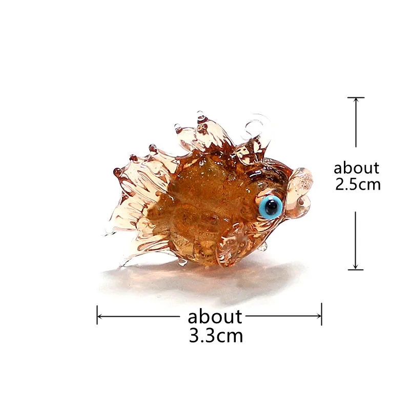 2pcs Mini Ocean Fish Glass Pendant Cute Marine Fish Charms Ornaments for Diy Handmade Craft Supplies Aquarium Decor Accessories
