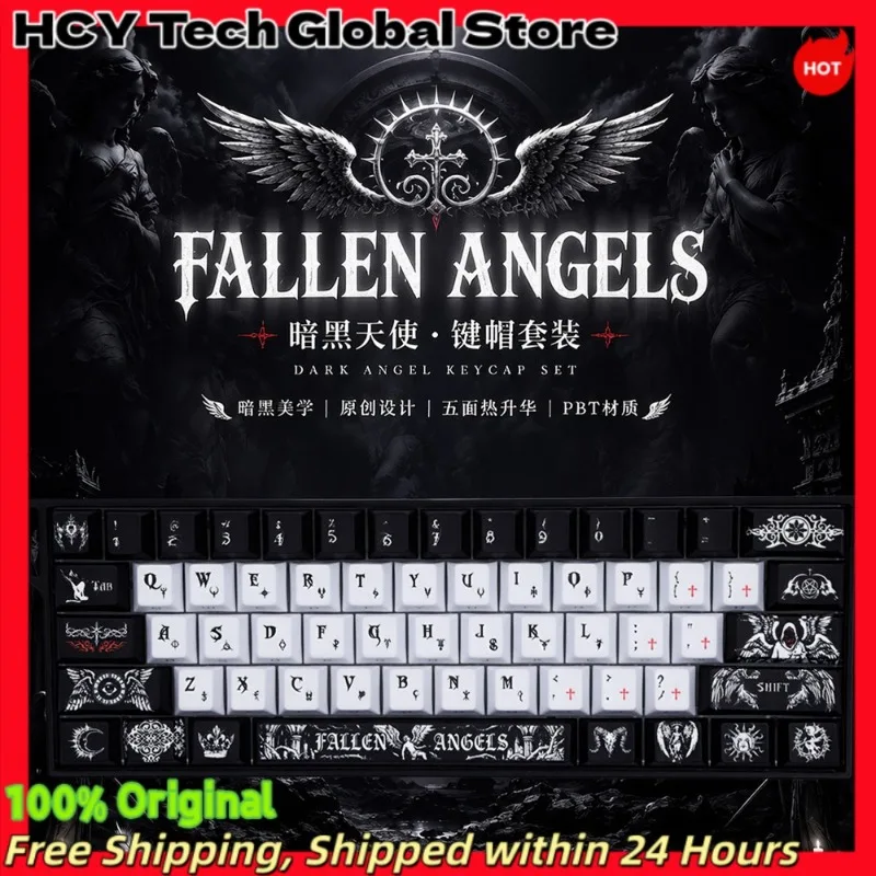 Dark Angel Artisan Keycaps Mechanical Keyboard Cherry Side Printed PBT Custom Cute Keycaps PC Gaming Keyboard Accessories Gift