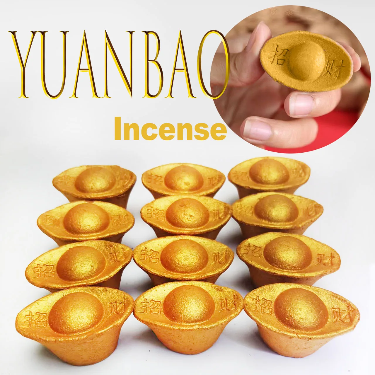 1 Can Contains 33 Lucky Gold Ingots and Incense Sticks, Suitable for Use in the Living Room, Meditation, and Enhancing Feng Shui