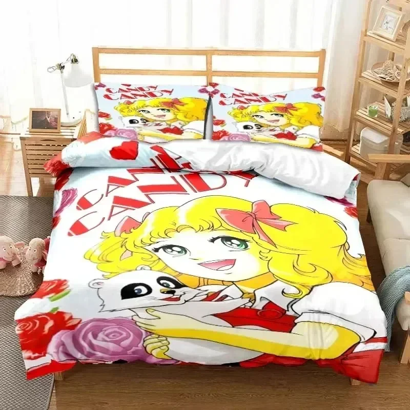 Manga Candy Candy Comfortable Duvet Quilt Cover Pillowcase Bedding Set Children Bedroom Decoration Home Textile