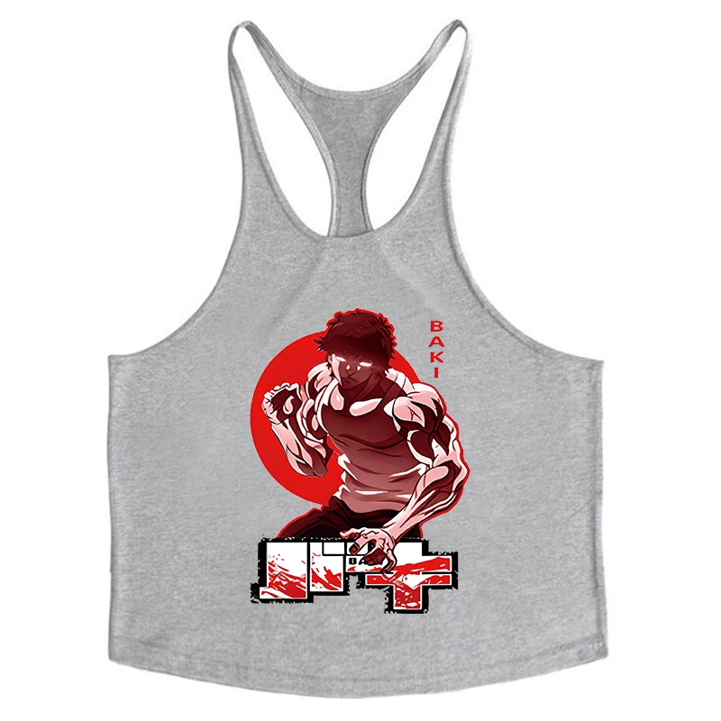 Baki 그래픽 코튼 탱크 탑 남성용 여름 민소매 Y 백 조끼 체육관 근육 훈련 운동 운동 언더 셔츠 Activewear