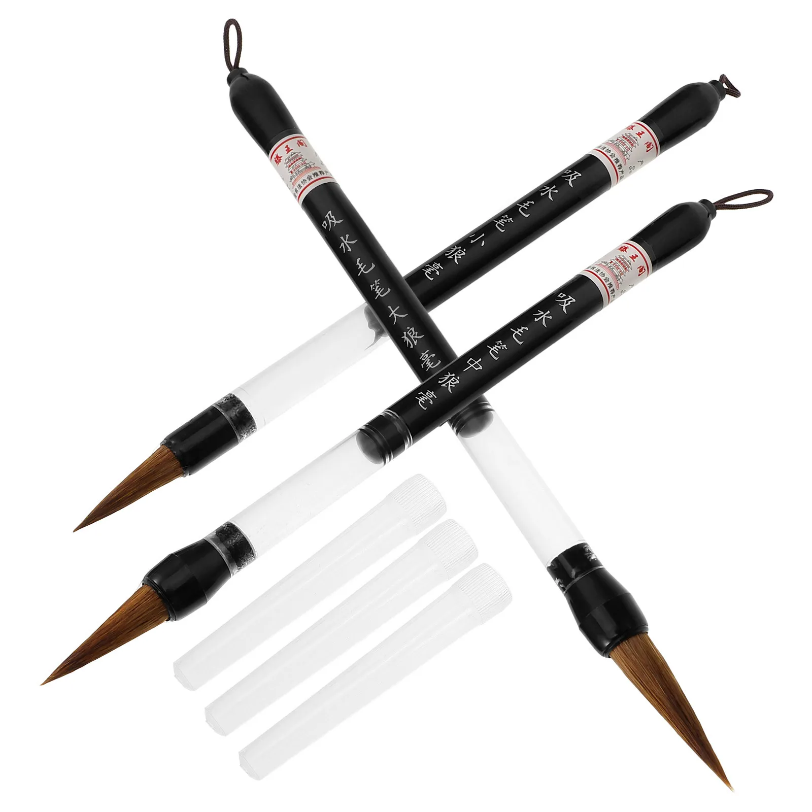 

3Pcs Traditional Chinese Calligraphy Brushes Soft Tip Pen Style Ink Brush for Calligraphy Painting Beginners Artists