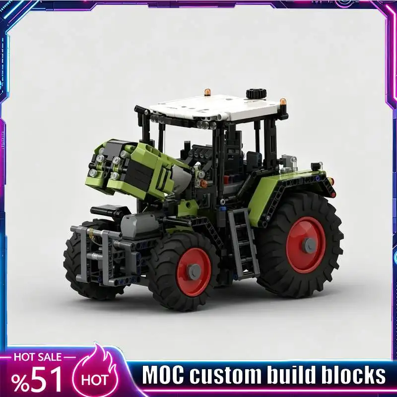 1058PCS Technic Farm Machinery Tractor With Power Functions Model Custom Building Blocks DIY Educational Assembly Birthday Gift