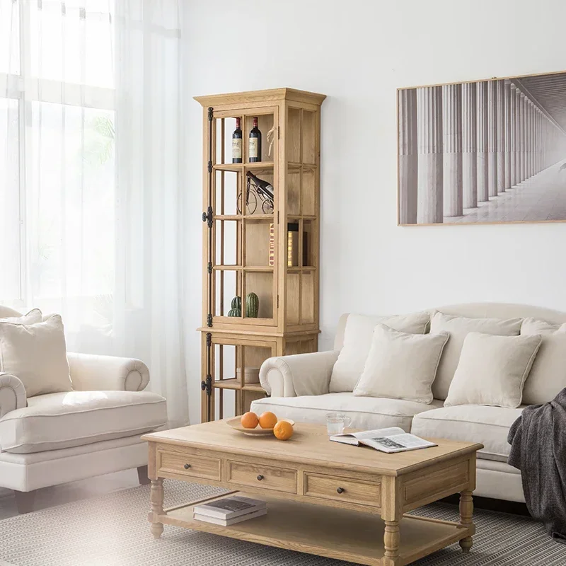 

Американский кантри классический ретро твердый дубовый шкаф для одежды книжный шкаф гостиная кабинет боковой шкаф