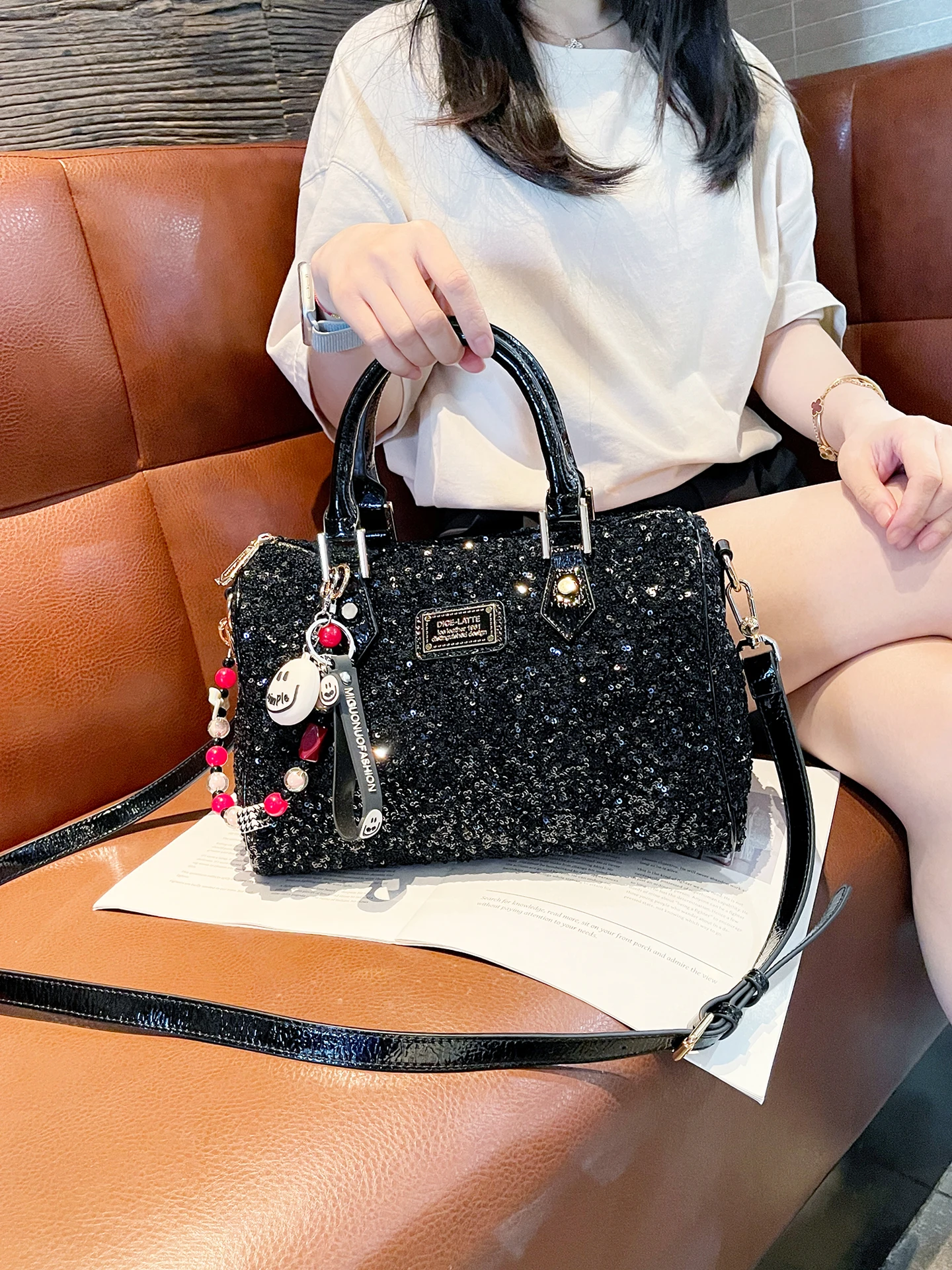 Luxury Designer Ita Bag Sparkle Sequines Handbag Women's Bag 2025 Boston Shoulder Messenger Bag Ladies Hand Bags